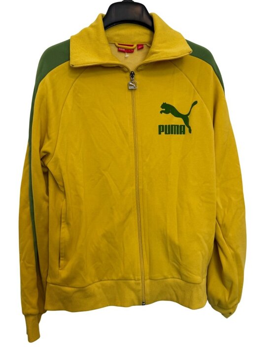 Puma Jackets & Blazers - Vintage Puma Yellow & Green Full-Zip Track Jacket M 85% Polyester 15% Cotton